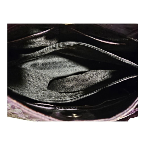 VEARI Purple Crocodile Embossed Leather Shoulder Bag Size XL - Picture 9 of 13